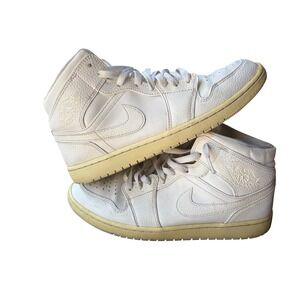Nike Air Jordan 1 Mid Triple White Tumbled Leather Mens 11 554724-130